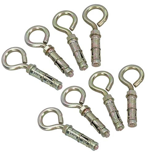10mm Closed Hook Eye Bolts Rawl Shield Wall Anchor Expansion Brick Stone 8pc