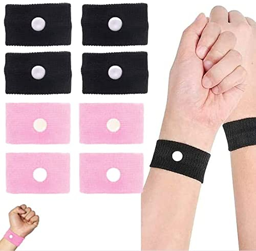 Anti-Krankheit-Reisebänder – Akupressur-Armbänder zur Linderung von Bewegungskrankheiten und Übelkeit (X4 Paar (X2 Pink x2 Schwarz))