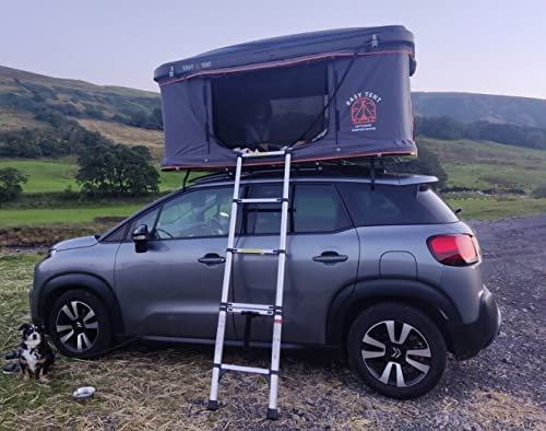 Organicguru EasyTent ® Hard Shell Waterproof Dark Grey Box Roof Top Tent for Car Camping & Hiking, 3 Person, 2 Doors, 2 Windows, 1 Year Warranty