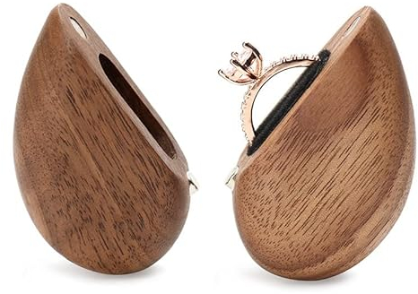 Ringbox Herz Ringschatulle,Ringbox Hochzeit Holz,Schmuckkästchen Herzform,Verlobungsring-Box,Herz Ringbox,Walnuss-Holz-Ring-Träger,Ring Box Vintage,für Antrag,Weihnachten,Hochzeit, Zeremonie (Stil 2)