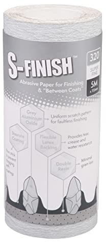 Axus Decor S-Finish Finishing & Between Coats Paper (Grey Series) Abrasive Paper, Sanding Paper Roll, Non-Stick & Long Lasting, For Professional Painters & DIY Projects - 5m x 115mm, 320 grit