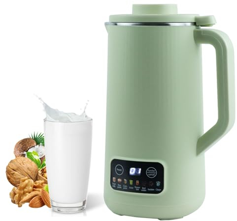 Soy Milk Maker Machine,20Oz Automatic Nut Milk Maker with 10 Blades,Smart Cold and Hot Dairy Soybean/Oat/Maker Machine,Soup Maker with Delay Start/Keep Warm/Self-Cleaning/Filtering(Green)