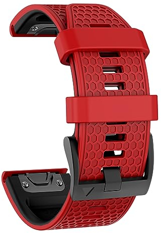 MYSNBKN 22mm Quick Fit Strap for Garmin Fenix 7/Fenix 6/Fenix 5/EPIX 2, Soft Silicone Replacement Band for Garmin Forerunner 935/945/955/754/Approach S60/S62, Red black