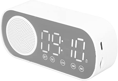 Lautsprecher, Spiegeluhr für Leseausflüge, Digitaler Wecker, HiFi-FM-Radio, Wiederaufladbar, Tragbar und Dual-Weckerfunktion