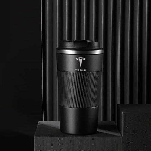 Auto Kaffee Tassen FüR Tesla Model 3 X S Y, Edelstahl Reisen Thermosflasche Kaffee Tasse Auslaufsicher Deckel Umweltfreundlich Tragbar Isoliert Wiederverwendbar Reisen Tassen (510 Ml),B