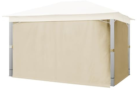 TOOLPORT 4 Seitenteile für Gartenpavillon Sunset Premium 3x4 m - Polyester ca. 180 g/m² - mit Reißverschluss - Champagner