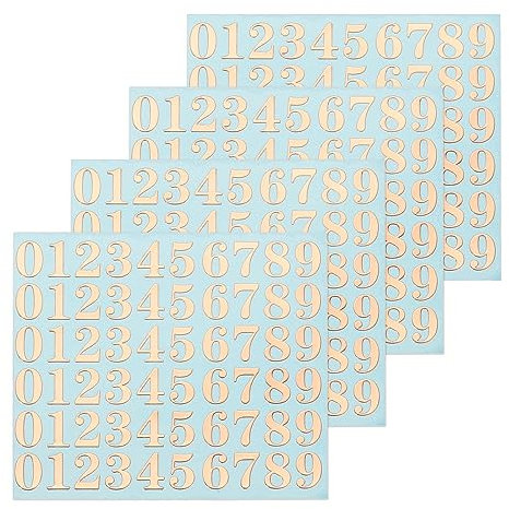 sourcing map 4 Blätter Nummern Aufkleber, 9mm Stereo Selbstklebende Zahlen Sticker für Postfach,Schilder,Adressnummer,DIY Scrapbooking,Dekorationskunst, Roségold (60 Stück/Blätter)