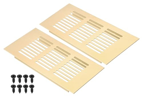 PATIKIL 2 Pièces Grille de Ventilation 6 x 3 Pouces Couleur Dorée | Rectangulaire, en Aluminium avec Vis de Fixation pour Porte D'Armoire et de Garde-Robe