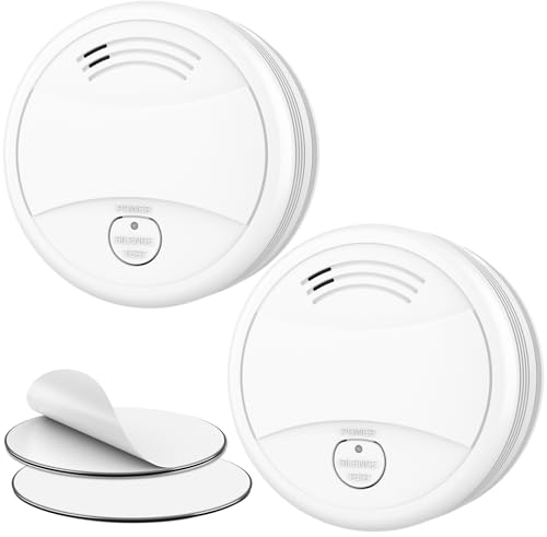 CPVAN Rauchmelder ohne Blinkende LED mit Magnethalterung, Feuermelder 9V Block Alkaline Batterie Austauschbarer, Entspricht der Europäischen Norm EN14604 Brandmelder,2er Set