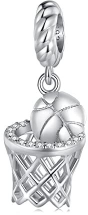 luvhaha Tirez sur un panier breloques basketball en argent sterling 925 pour bracelet Pandora pour femme, Argent sterling