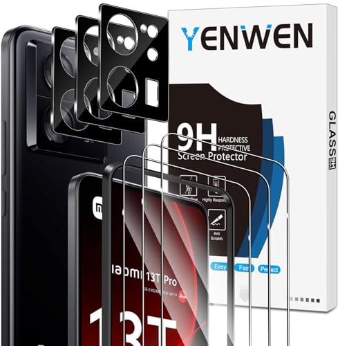 Yenwen Verre Trempé Compatible avec Xiaomi 13T / 13T Pro, 3 Pièces Film Protection écran et 3 Pièces Caméra Arrière Protecteur, Anti Rayures - Dureté 9H Glass - Sans Bulles