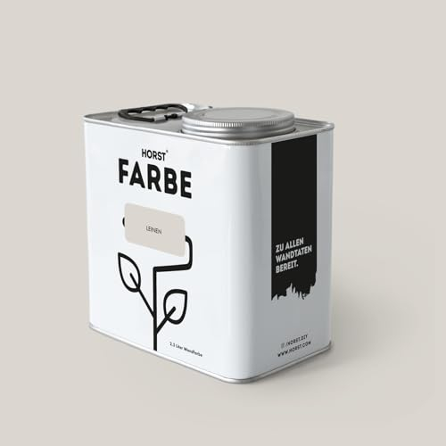 HORST Wandfarbe Leinen 2,5L - Hochwertige Innen-Farbe - Hohe Deckkraft & Schnelltrocknend - Geruchsneutral - Spritz- & Tropffrei - 100% Natürlich - Beige