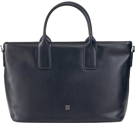 DUDU Damen Lederhandtasche mit Schulterriemen, Mittlere kleine Umhängetasche mit Reißverschluss und abnehmbarem Schulterriemen, Elegante farbige Handtasche Navy