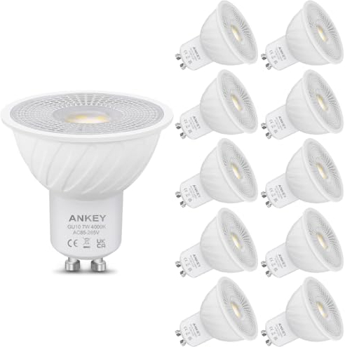 Ankey GU10 LED Neutralweiss Lampe 7W 650 Lumen 4000K Neutralweiß Glühbirnen,Abstrahlwinkel 120° Leuchtmittel,Nicht Dimmbar Energiesparlampe, 10 Stück