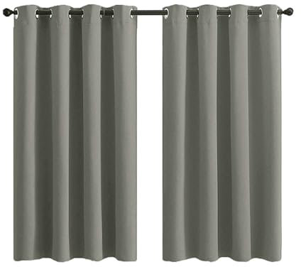 Daesar Vorhänge Blickdicht mit Ösen 2er Set, Verdunklungsvorhänge Dunkelgrau Modern Einfarbig 107x213CM Gardinen Wohnzimmer Kinderzimmer Jugendzimmer