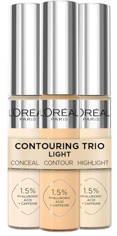 L'Oréal Paris Getöntes Serum, Contouring Trio Hell, Flüssige Foundation mit Hyaluronsäure, Perfect Match Tinted Serum, 3 x 30 ml