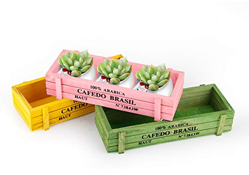 Lot De 3 Jardinières en Bois Rectangulaires, Boîte en Bois Rustique, Boîte Décorative D'intérieur avec Style Caisse pour la Plantation, la Décoration Et Le Rangement