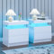 Cubehom Nachttisch 2er Set mit LED Weiß Beistelltisch 2er Set Nachtkommode mit 2 Schubladen für Wohnzimmer, Schlafzimmer