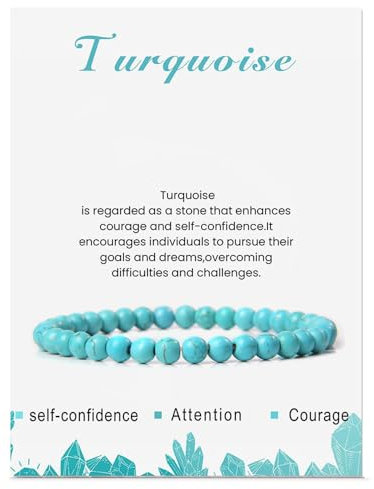 LOCCY Echtes Naturstein Armband für Damen, 4mm Perlenarmband Yoga Armband für Muttertag Geburtstag Valentinstag Geschenke für Mama Tochter Oma Enkelin Schwester (6mm-Türkis)