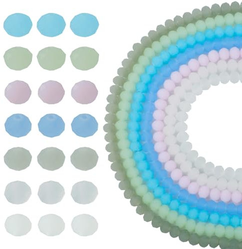 FASHEWELRY Cuentas redondas facetadas de cristal esmerilado de 7 hebras de 8 mm, cuentas sueltas de cristal de jade de imitación para hacer collares, pulseras y joyas