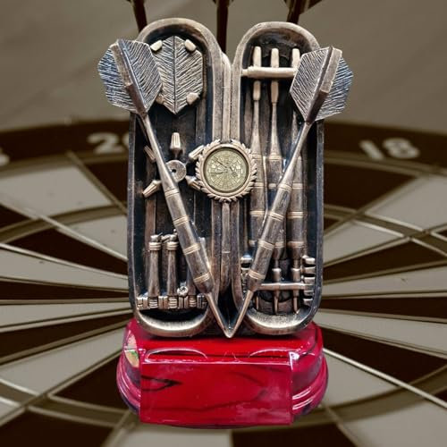 eberin – 22cm Pokal Trophäe für Dart Spieler*innen, personalisierbarer Award im Dartsport für Turniere, Vereinsfeiern, Wettbewerbe, Kneipe