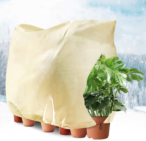 seOSTO Protección Invernal de Plantas Grandes, Cubierta Transpirable y anticongelante 250 x 360 cm, Bolsa Vegetal de Material Grueso, para Plantas en macetas con Cremallera