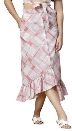 OOMPH! Gonne lunghe da donna, orlo asimmetrico, Rosa cipria, L