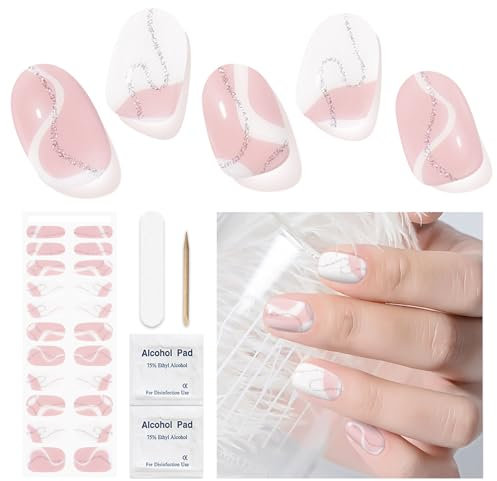 Unghie Adesive Gel - 22 Pcs Smalto Adesivo per Unghie Adesivi Unghie Gel Nail Stickers Full Wraps Adesivi per Unghie in Gel 100% Curati Con Lima per Unghie e Stick