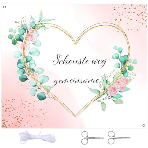 Hochzeitsherz zum Ausschneiden 200x180cm, Herz zum Ausschneiden Hochzeit, 2 Scheren Hochzeitsspiel für Braut und Bräutigam, Hochzeitslaken zum Ausschneiden für Hochzeitsdekorationen Und Standesamt Dek