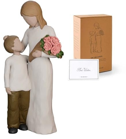 Loyzcy Mutter und Sohn Figuren, Geburtstagsgeschenke für Mütter vom Sohn, Dankeschön-Geschenke für Frauen, handbemalte Figuren, Muttertag für Junge Mütter