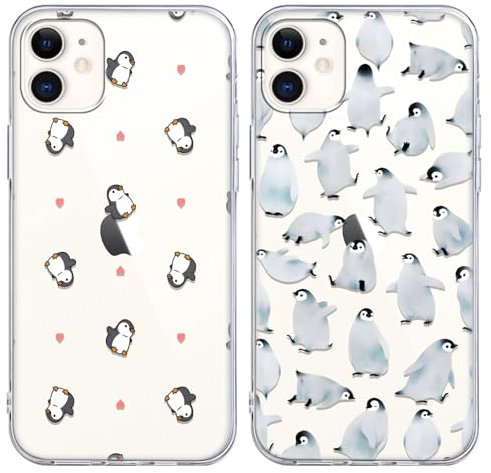 Yoedge 2 Pack Transparent for iPhone 11 Pro Phone Case 5.8 inch，with Penguin Aesthetics Pattern Designed Cover, Soft Silicone TPU Shockproof Protective Bumper Back Girls Cases，for iPhone 11 Pro