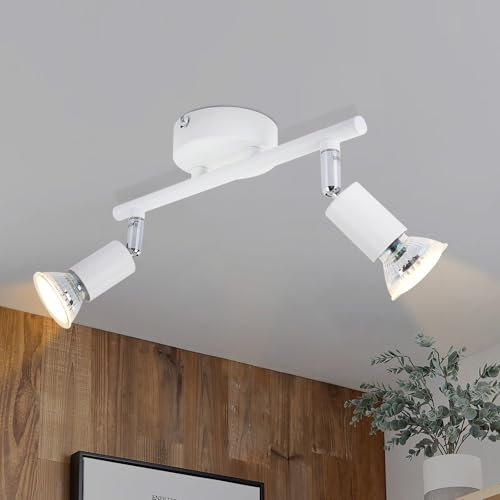 Glitzerlife LED Deckenleuchte GU10 Weiß - Modern Deckenlampe 2 Flammig Deckenspots Wandlampe Deckenstrahler für Wohnzimmerlampe Schlafzimmer Badezimmer Küche Flur Ohne Leuchtmittel