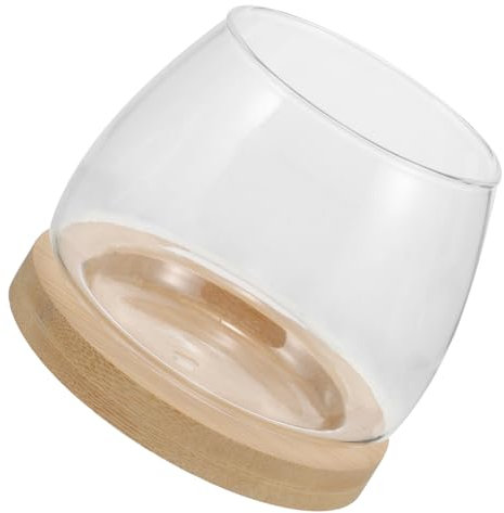 DRESSOOS Desktop-Aquarium Glasvasen bürodeko hydroponic Tischfischbecken Wasserkultivierung angelrolle behälter Links Fisch-Hydrokultur-Vase Tischschmuck Glastöpfe für Pflanzen Holzsockel