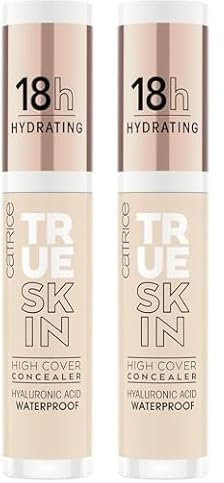 Catrice True Skin High Cover Concealer, Nr. 002, Nude, Anti-Pickel, feuchtigkeitsspendend, natürlich, für trockene Haut, vegan, ölfrei, wasserfest, ohne Alkohol, 2er Pack (4.5ml)