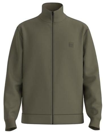 BOSS Herren Zestart Jacke aus Baumwoll-Terry mit Reißverschluss und Logo-Aufnäher