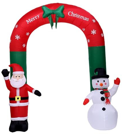 Arco Inflable navideño de 122 Pulgadas con Luces, decoración de Papá Noel y muñeco de Nieve, Accesorio fotográfico Adorable de 220 V de la UE