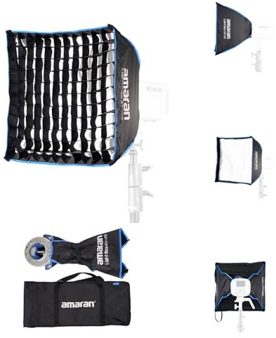 Amaran Light Box 4545, Softbox pieghevole quadrato con montaggio Bowens da 45 x 45 cm, con design a installazione rapida, anello di velocità portatile, ideale per la fotografia di prodotti e la
