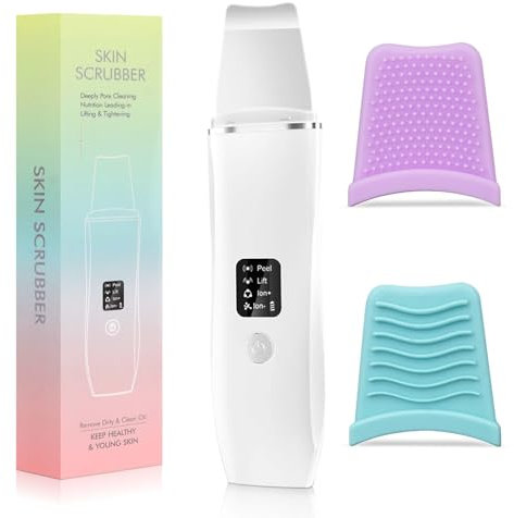 H8W8H Ultrasonic Skin Scrubber with 4 Modes, Facial Skin Scrubber Blackhead Pore Remover for Deep Cleansing