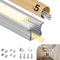 GEEKLUX 5 Set LED Profil für Trockenbau 2 m (Gesamt 10 m) Eingebauter U-Profil LED Kanal für led Streifen bis 12 mm, Größe: 26,7 x 10 mm, Ideal für Einbauschränke und Deckenmontage