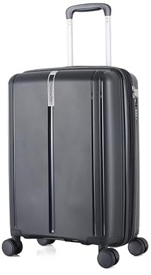 METZELDER Valise Rigide Victoria Coque Incassable 100% Polypropylène, Serrure TSA, avec Souflet Extension Garantie 2 Ans (Noir (Black), S (Cabine) - 43L- 55x38x24cm - 2.8kg)