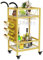 Drinks Trolley for Home, 4 Lockable Wheels Serving Trolley with Handles, Have Wine Rack and Glass Holder Serving Trolley for Kitchen Party Dining Room, Gold
