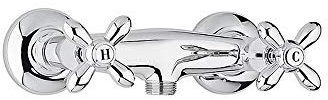 Yellowshop - Miscelatore rubinetto bagno completo MELODY vintage classico lavabo bidet vasca e doccia incasso esterno in ottone cromato flessibile e scarico inox Made in italy (Doccia Esterno)