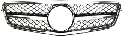 Front Kühlergrille Für C W204 C43 C180 C200 C250 C300 Für GT Diamond 2007-2014 Auto Frontstoßstange Haubengrill Tuning Perfect Match Grille Frontgrill(A -Chrome Black)