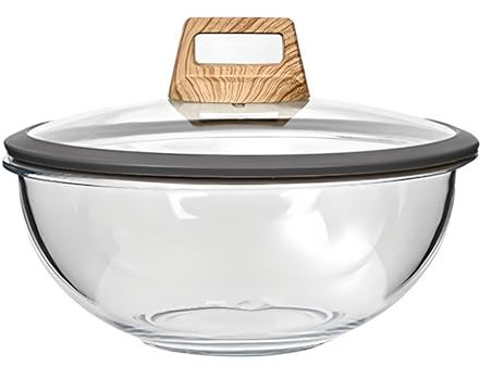 Bol pour four de 26,4 cm – Bols apéritif 3,5 L en verre, avec couvercles à rebord en silicone. Compatible micro-ondes et four.