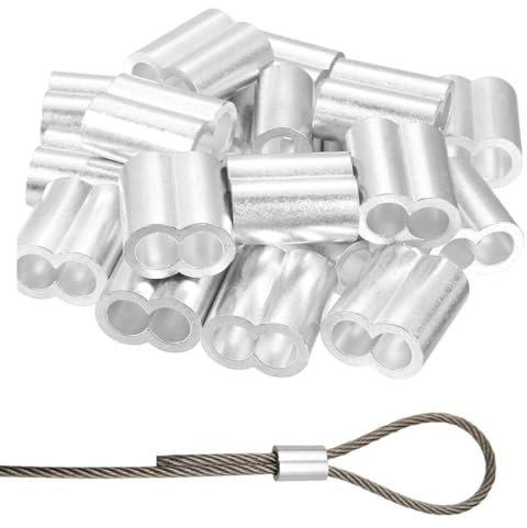 Lot de 100 manchons aluminium KYLOS 3mm, Bagues de sertissage pour câbles acier, Double embouts argentés pour câbles aviation et marine, Matériel professionnel électricien