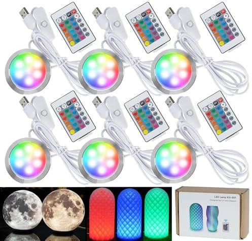 3DZWMAN 6 Stück RGB LED Lampen-Kits 001 für Bambu lab A1 mini/A1 MH001 | Makerworld 3D-gedruckt, Farbspeicherung bei Stromausfall, Fernbedienung, Dimmfunktion, DIY-Hardware-Modell-Ersatzteile