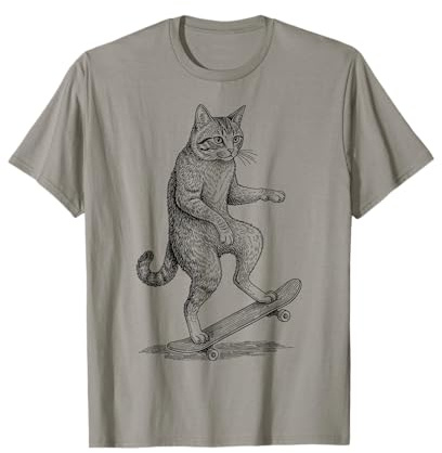 Skater Skateboarder Katze Lustige Tier Skateboarding Katzen T-Shirt