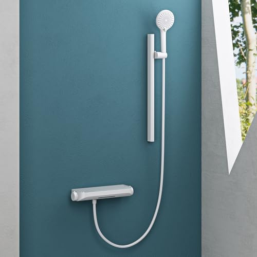 Mai & Mai Ensemble de Douche Mural Réglable avec Mitigeur 3 Jets Blanc Mat | Aluminium, Robinetterie de Douche, Thermostat Réglé à 38 °C, pour Salle de Bains, Duschsystem9