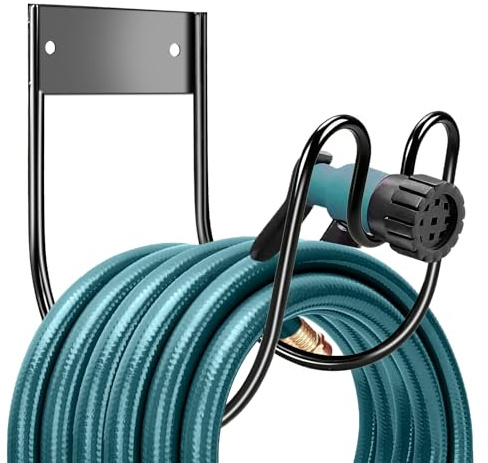 Feirdhoo Edelstahl Schlauchhalter Gartenschlauchhalter,Schwarzer Gartenschlauchhalter aus Metall,Wandmontierter Wasserschlauchhalter,Schlauchhaken,Robuste Wasserschlauchverlängerung