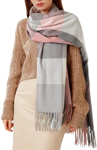 Longwu Donna Morbida sciarpa in lana di cashmere Grande scalda Pashminas e avvolgente coperta con stola calda